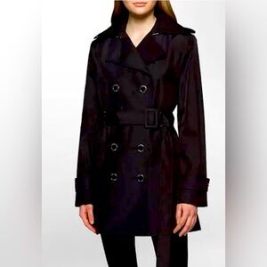Calvin Klein Double-Breasted Black Trench Coat